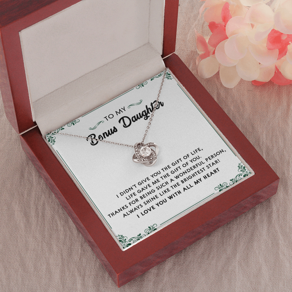 137A Perfect Gift for Bonus Daughter, Daughter Necklace, I Love You With All My Heart