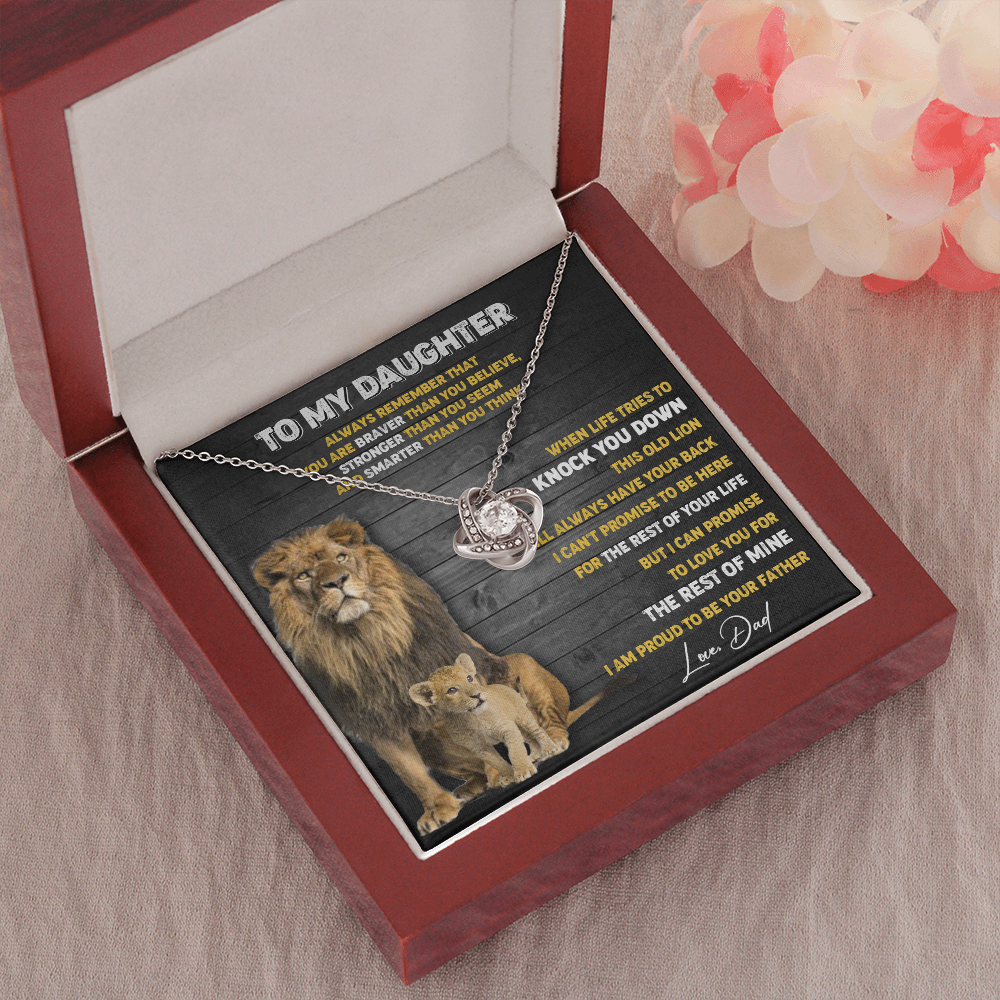 N374A To My Daughter Necklace, Xmas Gift For Daughter From Dad, Daughter Father Lion