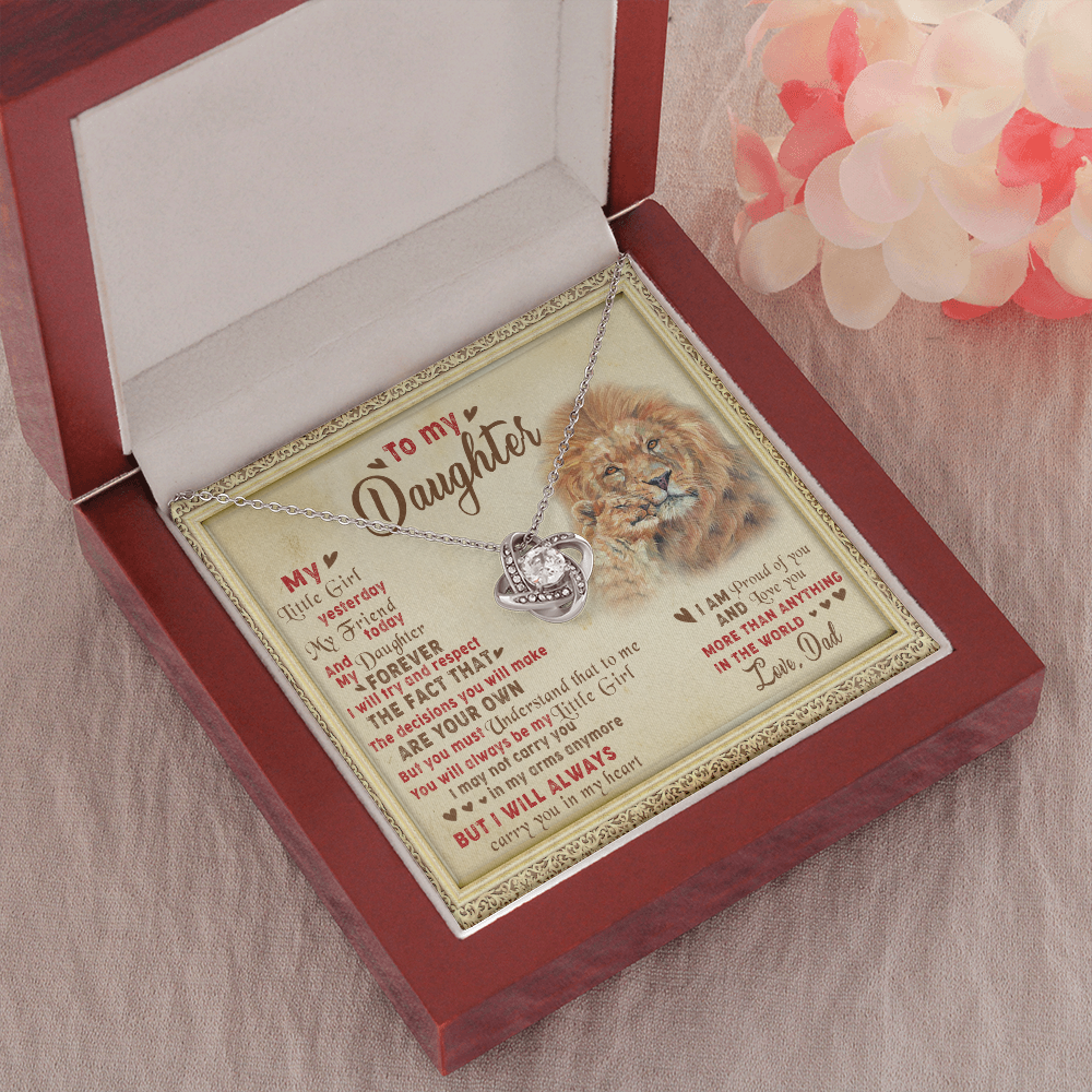 143A Necklace To My Daughter Lion, I Love Daughter Lion Dad Gift, Perfect Birth Gift