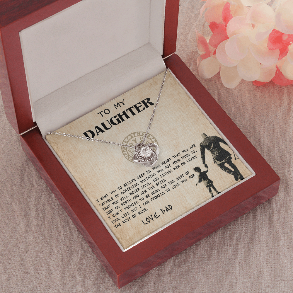 N370A To My Daughter From Viking Dad - Gift For Viking Daughter Love Knot Necklace