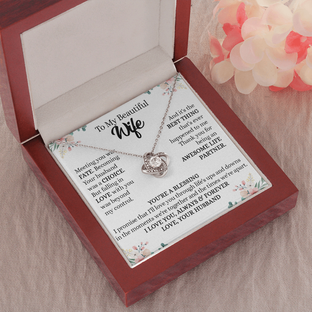 201A - To my Beautiful Wife, Wife Necklace Gift from Husband, Valentine's Day Necklace