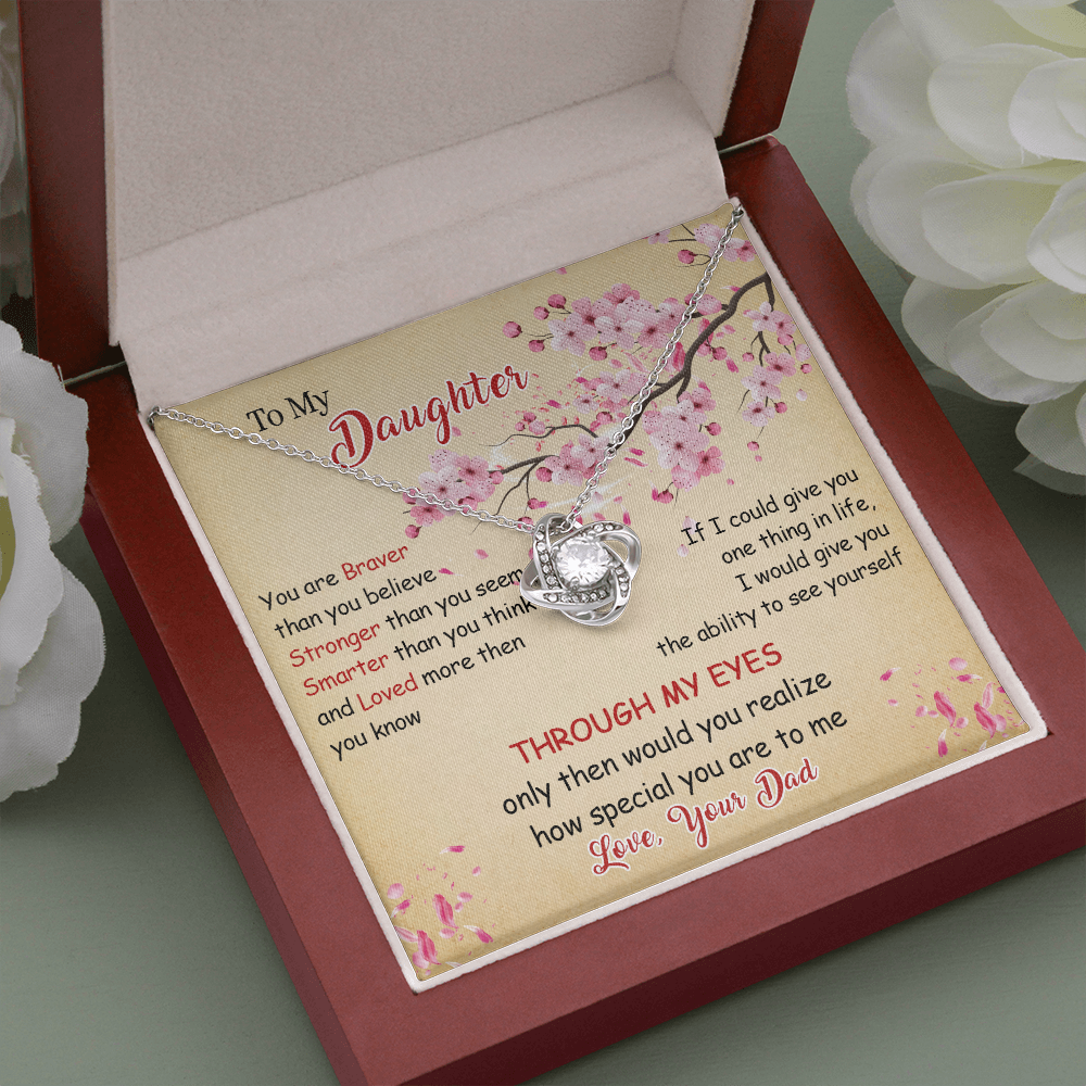 N366A To My Daughter Forever Love Heart Necklace, Birthday gift for Daughter from Dad
