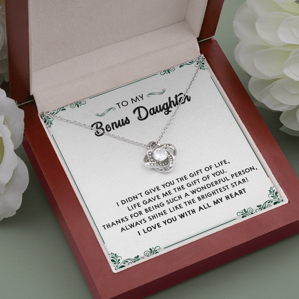 137A Perfect Gift for Bonus Daughter, Daughter Necklace, I Love You With All My Heart