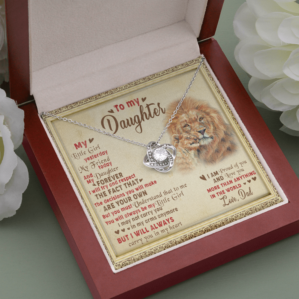 143A Necklace To My Daughter Lion, I Love Daughter Lion Dad Gift, Perfect Birth Gift