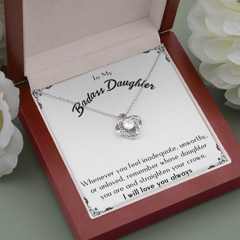 175A Necklace To Badass-Daughter, Daughter Necklace, I LOVE YOU Always From Dad Mom