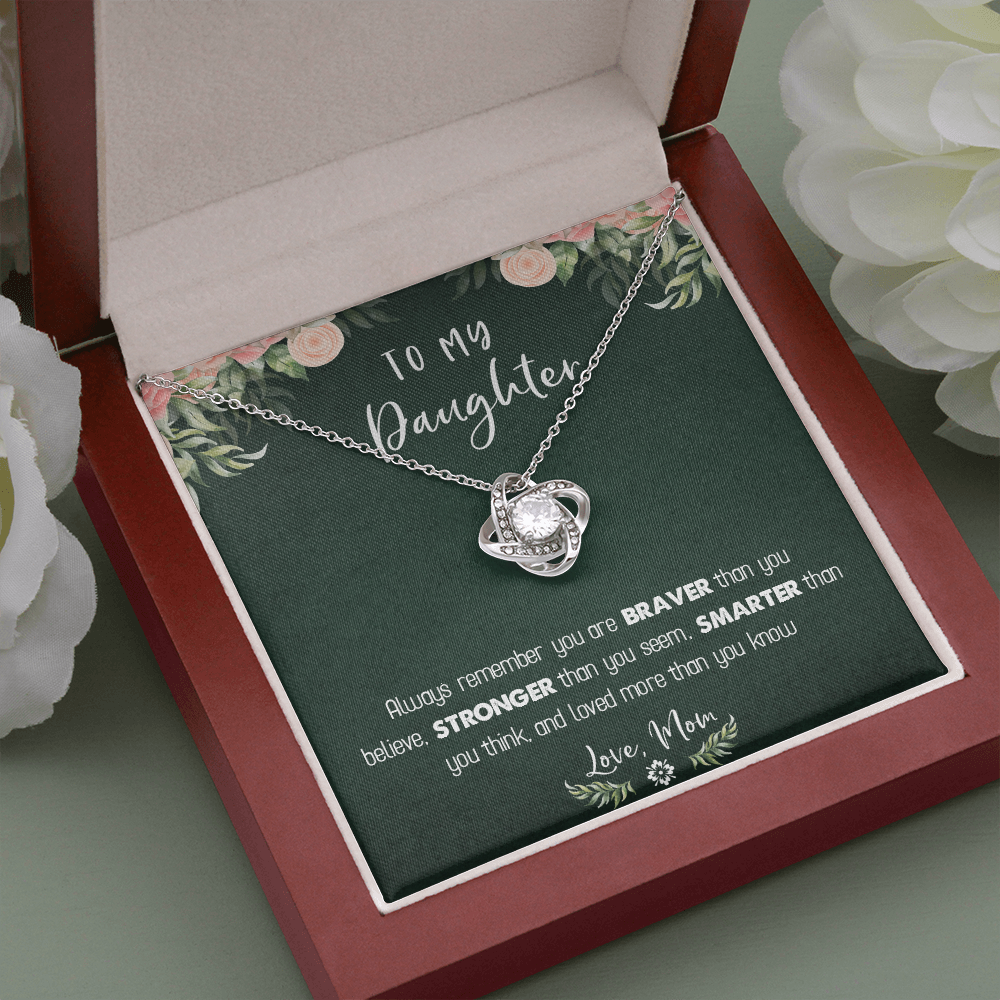 122A Necklace To My Daughter Birthday Gift From Mom, You Are Braver, Stronger,Smarter