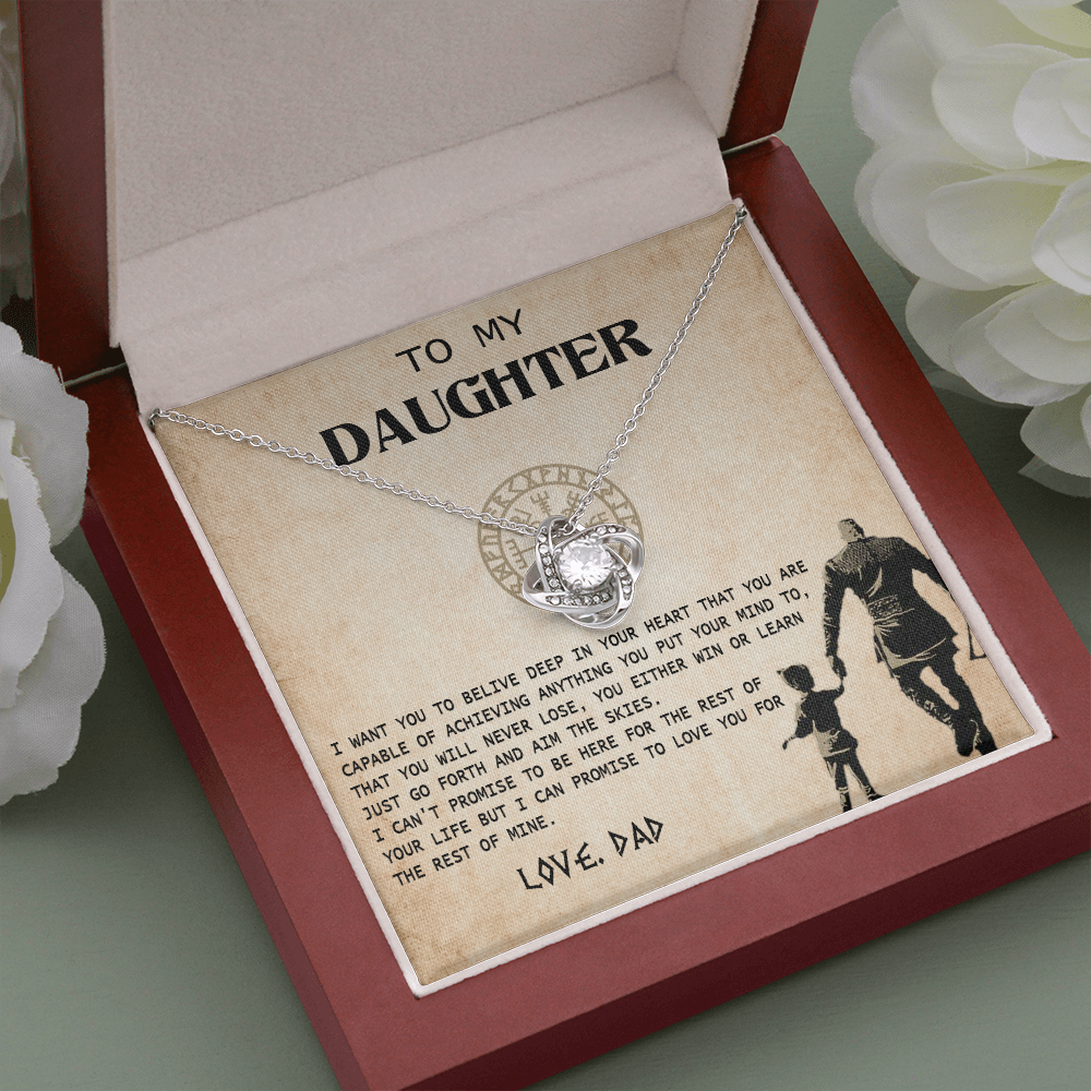 N370A To My Daughter From Viking Dad - Gift For Viking Daughter Love Knot Necklace