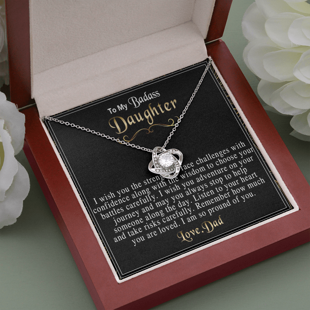5A To My Badass Daughter Necklace From Dad, Badass Daughter Necklace Birthday Gifts