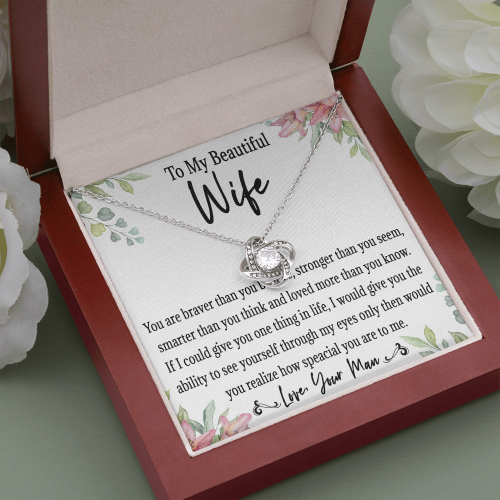 65A Love Gift To My Beautiful Wife, Women Necklace for Her, Birthday from Husband
