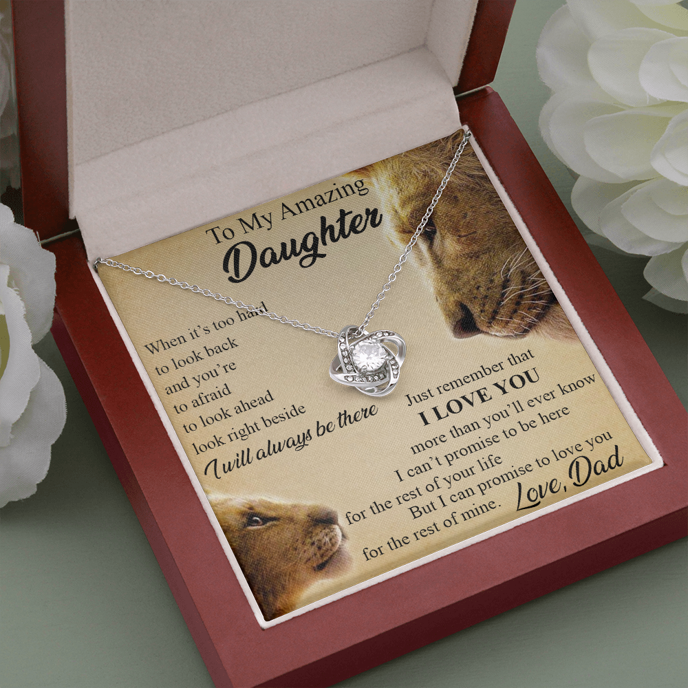 To My Amazing Daughter Love Knot Necklace, Birthday Gift Father to Daughter 492