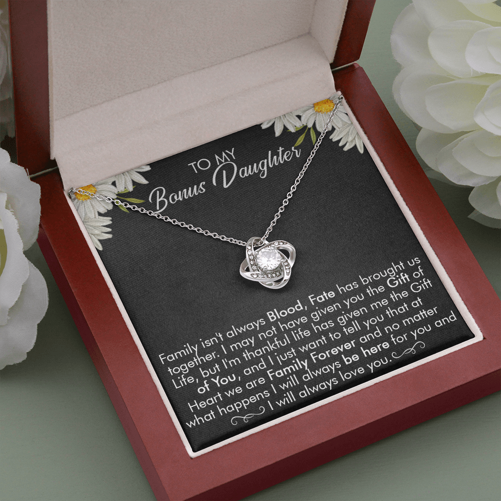 16A Necklace To My Bonus Daughter, Necklace Gift for Daughter/Her, Gift From Dad Mom