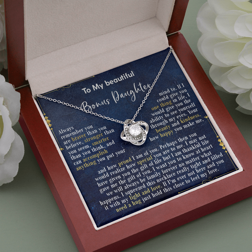 126A Necklace To My Beautiful Bonus Daughter, Daughter Birthday Gift, I Love Daughter