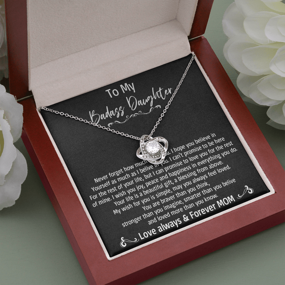 36A To My Badass Daughter Necklace, Love Always & Forever Mom, Gift From Mom