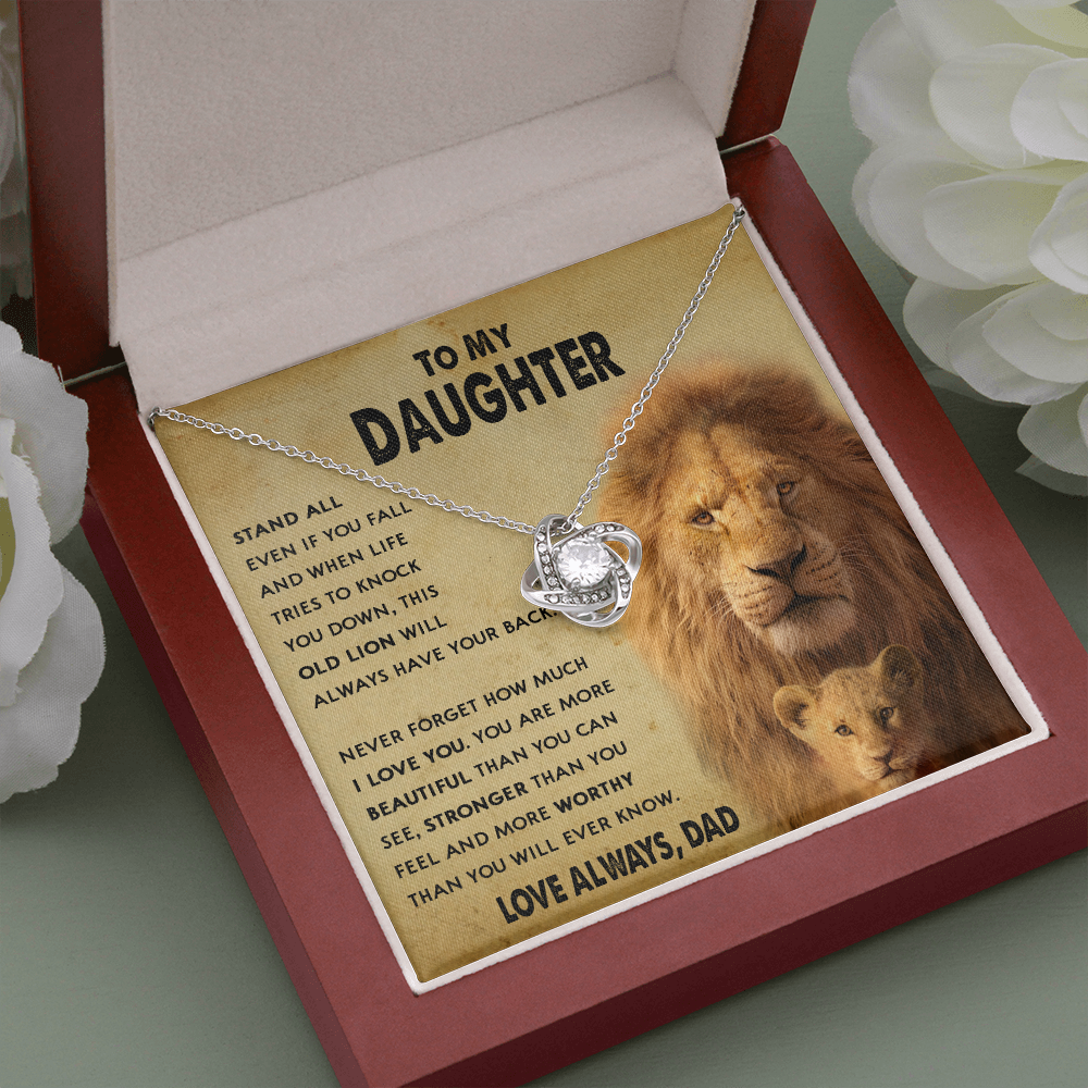 154A To My Daughter Lion, Necklace Gift From Lion Dad, Daughter Birthday Necklace