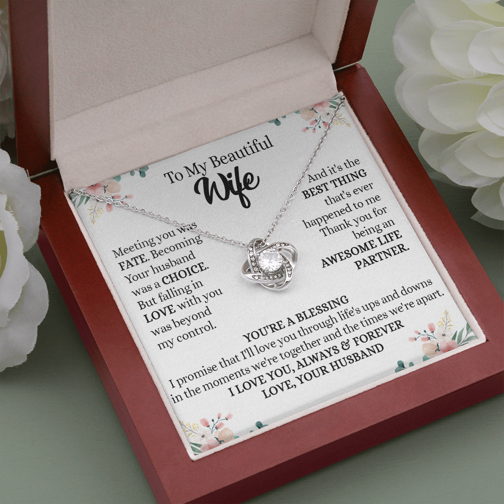 201A - To my Beautiful Wife, Wife Necklace Gift from Husband, Valentine's Day Necklace