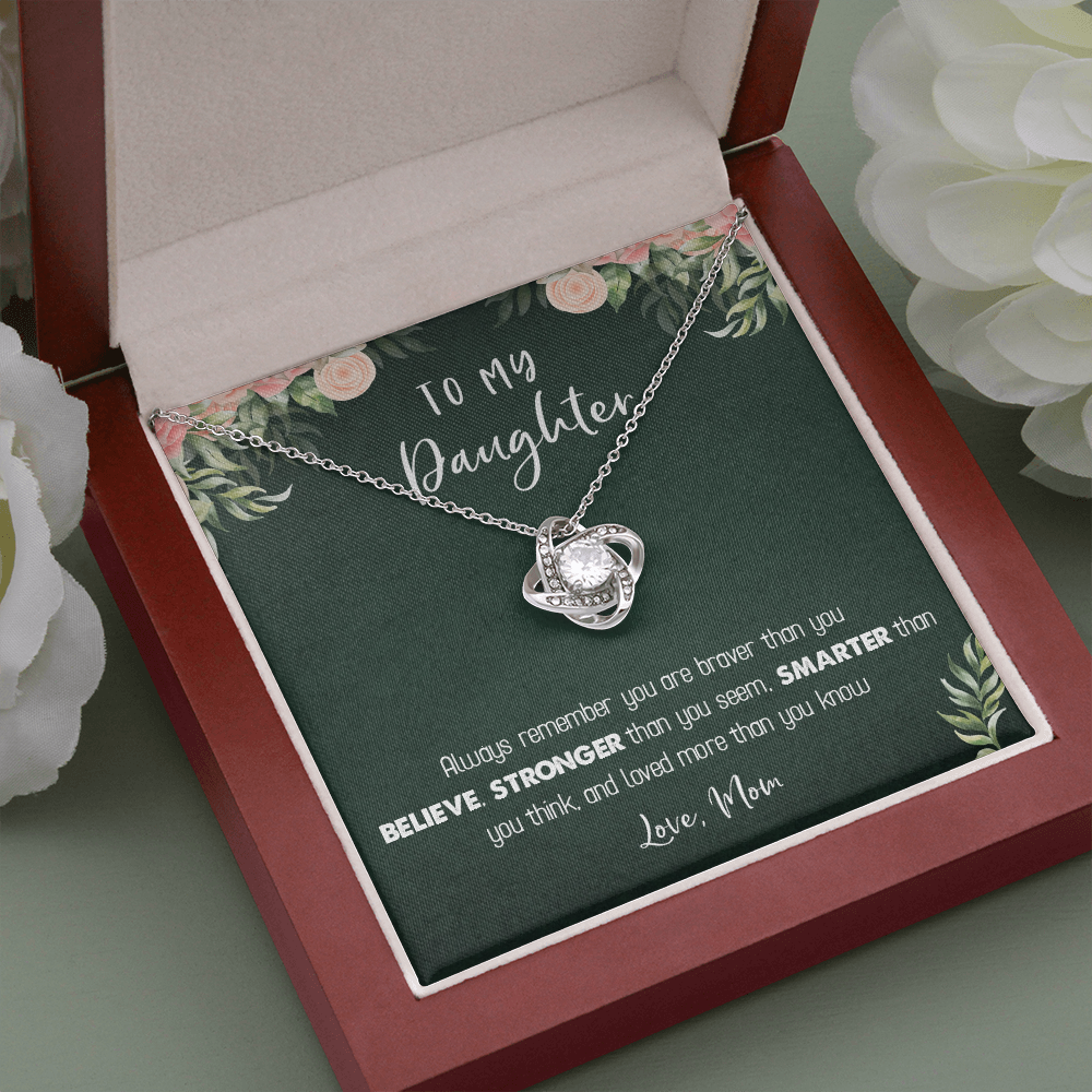 122A Necklace To My Daughter Birthday Gift From Mom, You Are Braver, Stronger,Smarter