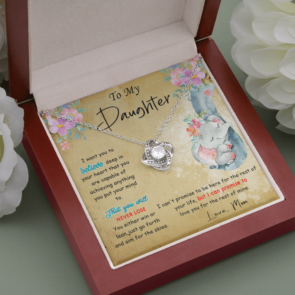 139A To My Daughter Necklace, Perfect Gift for Daughter From Elephant Mom, I Love You