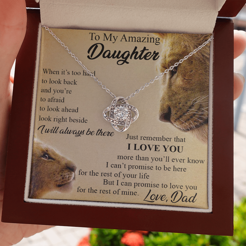 To My Amazing Daughter Love Knot Necklace, Birthday Gift Father to Daughter 492