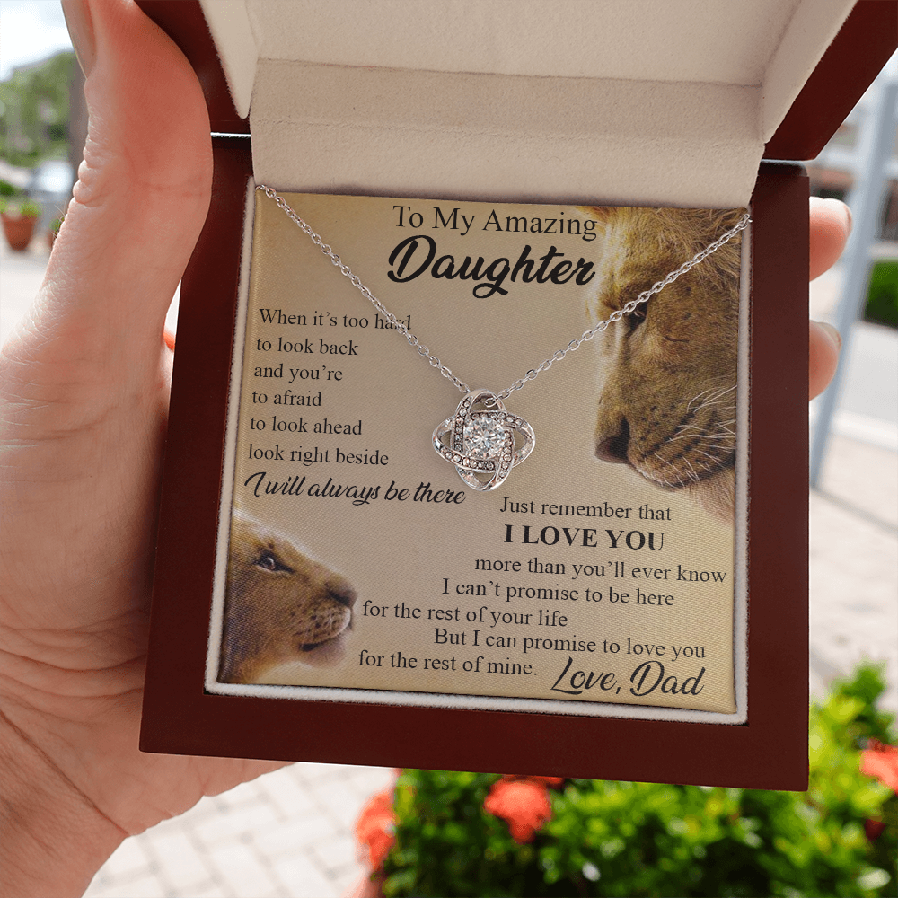 To My Amazing Daughter Love Knot Necklace, Birthday Gift Father to Daughter 492