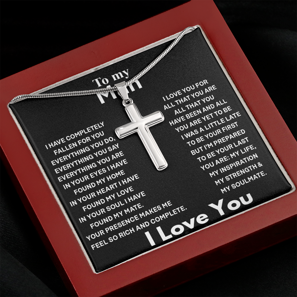 To My Man Cross Necklace Jewelry For Men, Man Necklace Silver From My Love 423 Gift