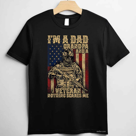 4Th Of July Usa Flag, I'M A Dad, Grandpa And A Veteran T-Shirt And Tee For Adults