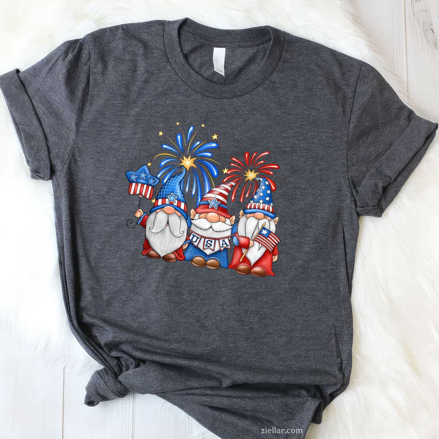 4th Of July Three Gnomes Celebrating USA Independence