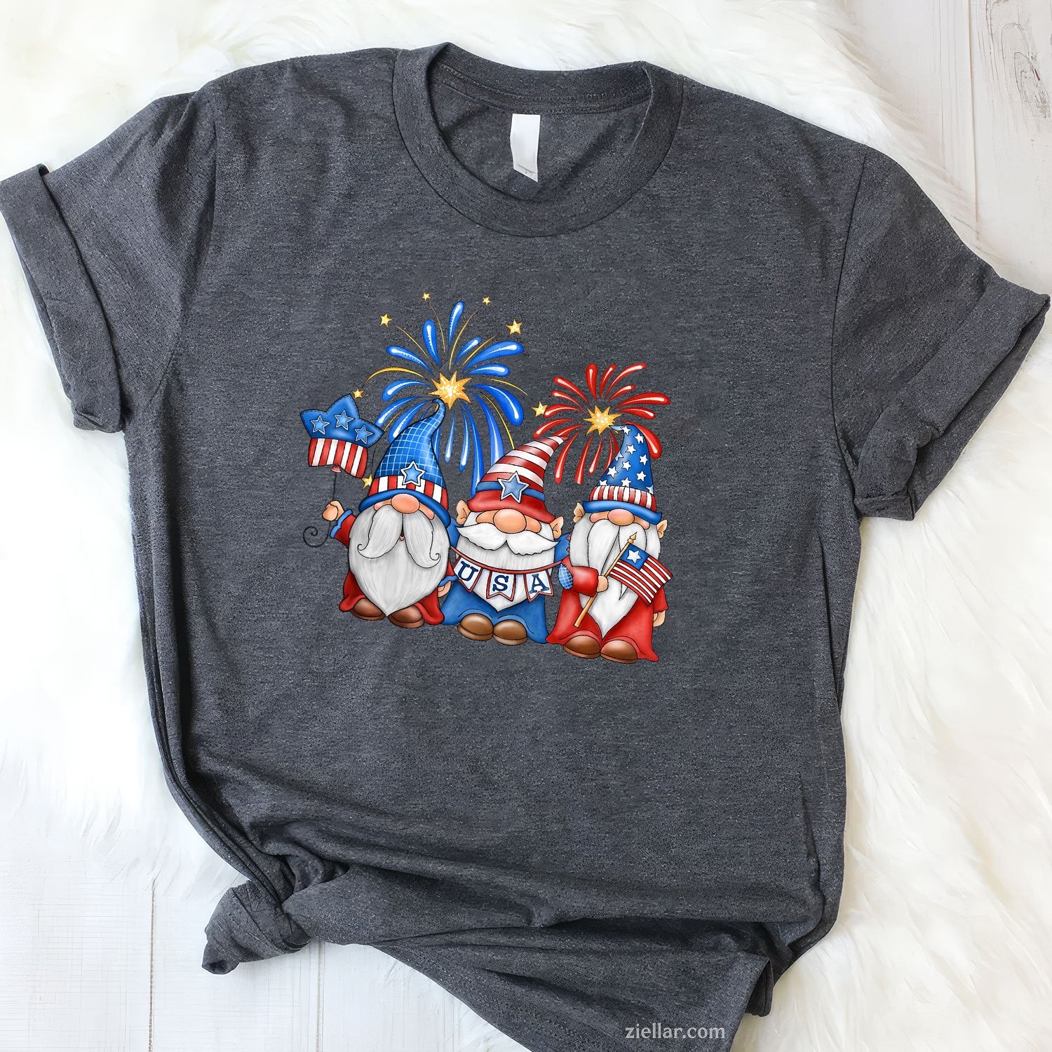 4th Of July Three Gnomes Celebrating USA Independence