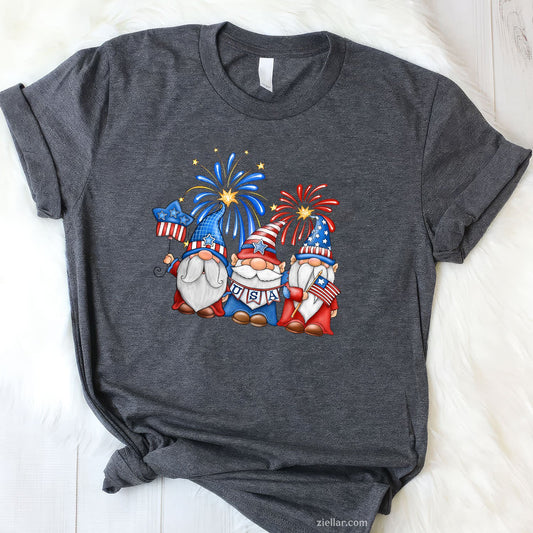 4th Of July Three Gnomes Celebrating USA Independence
