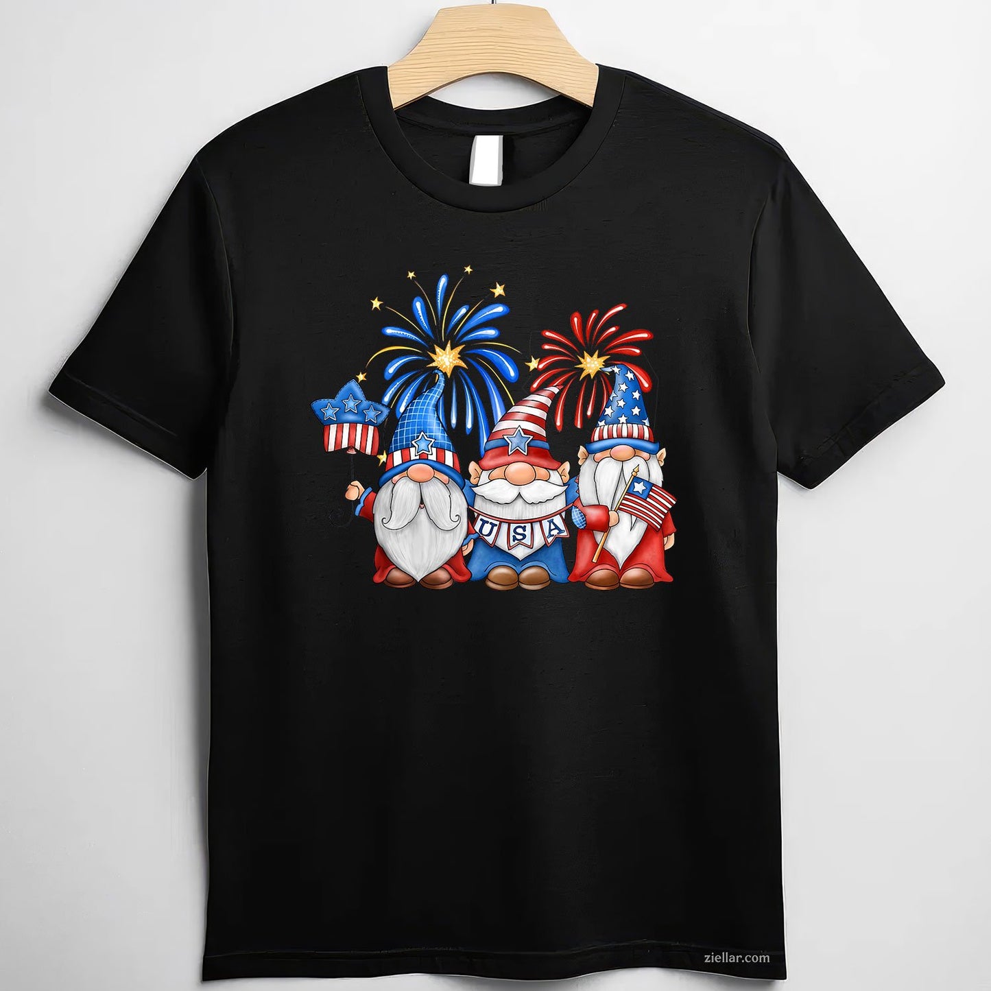 4th Of July Three Gnomes Celebrating USA Independence