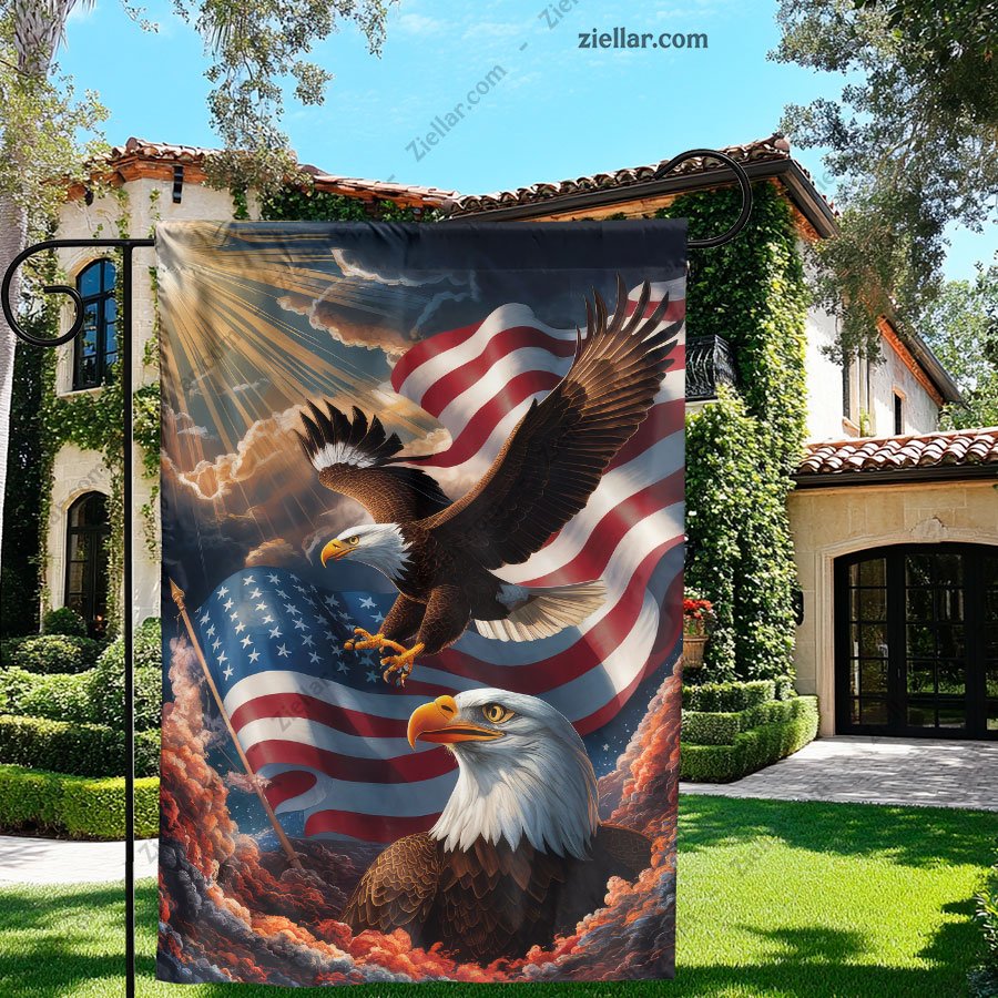 4th of July Garden Flag - American Eagle Patriotic Outdoor Banner for Home