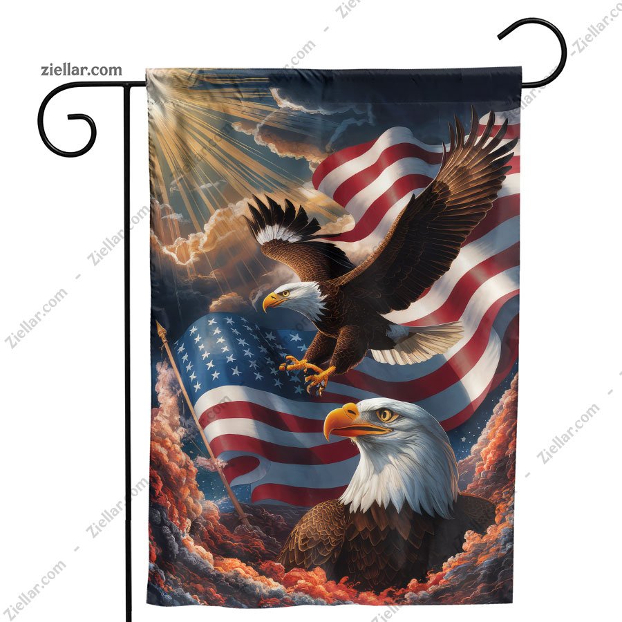 4th of July Garden Flag - American Eagle Patriotic Outdoor Banner for Home