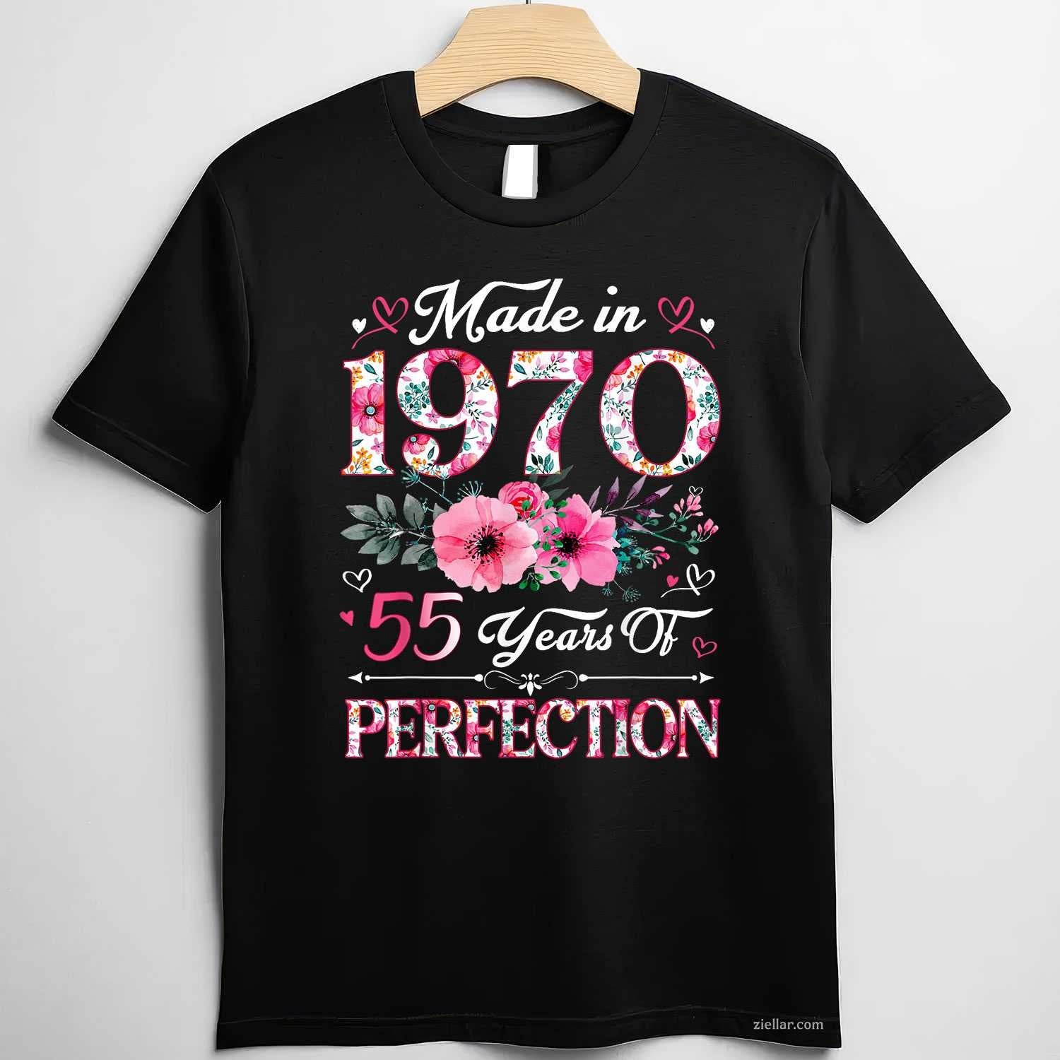 55 Year Old Made In 1970 Floral 55th Birthday Women T-Shirt and Tee for Adults Men Women Unisex