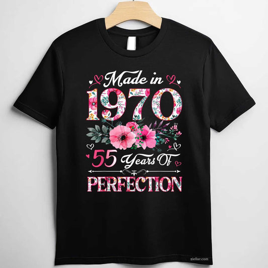 55 Year Old Made In 1970 Floral 55th Birthday Women T-Shirt and Tee for Adults Men Women Unisex