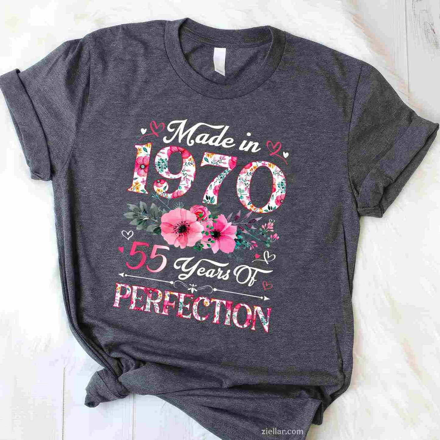 55 Year Old Made In 1970 Floral 55th Birthday Women T-Shirt and Tee for Adults Men Women Unisex