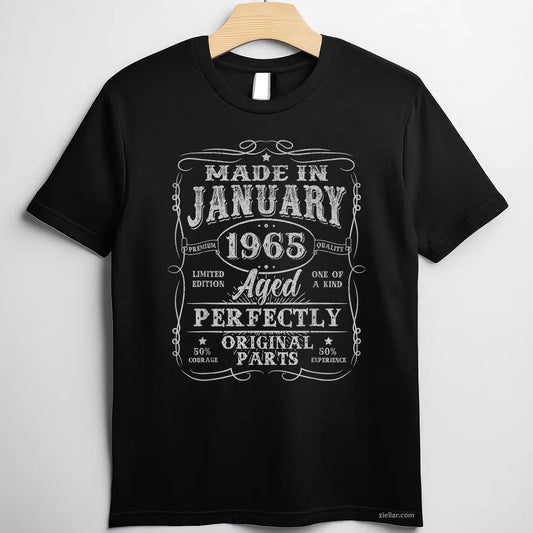 60 Years Old Vintage January 1965 Birthday Tee and T-Shirt, 60th T-Shirt Gift for Men Adults