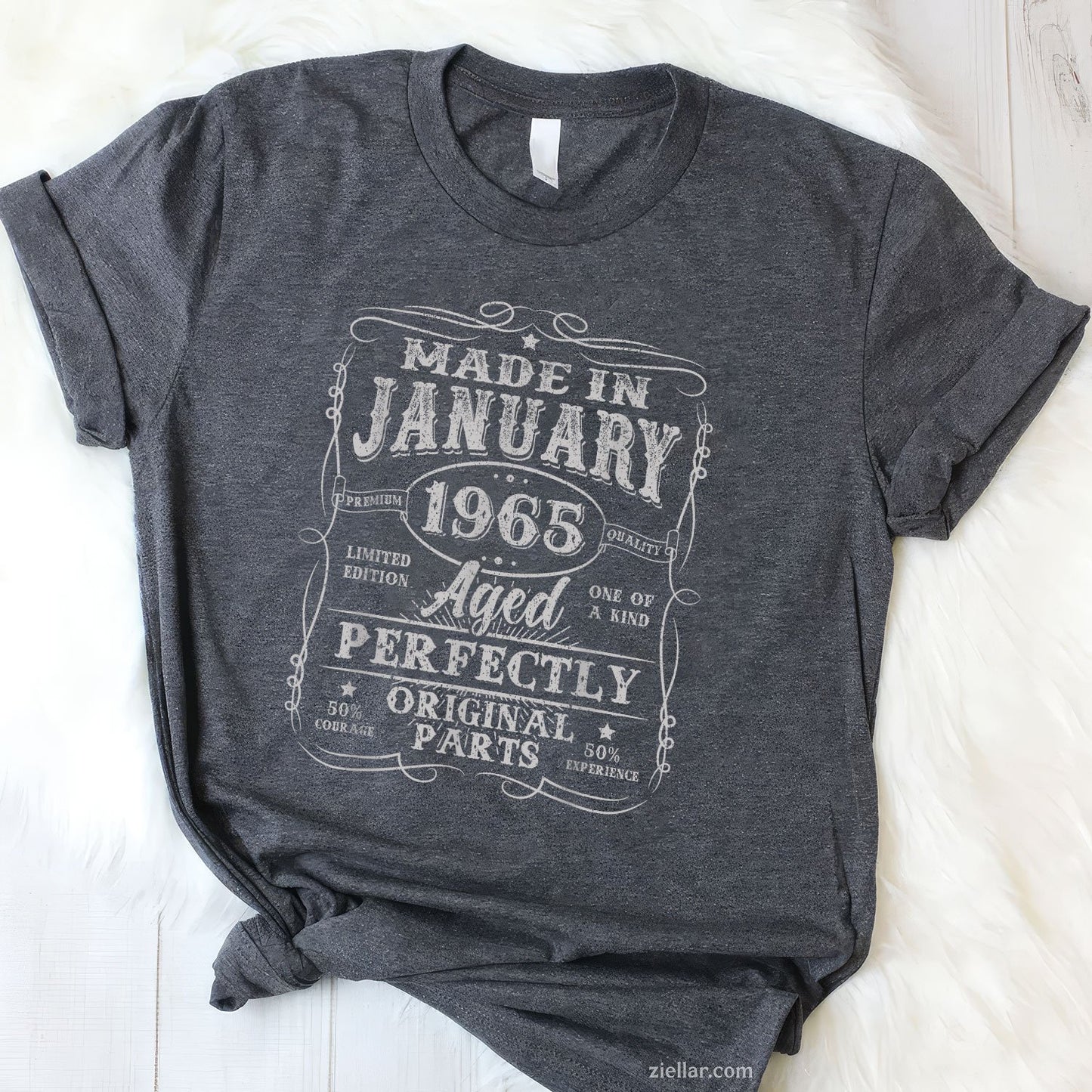 60 Years Old Vintage January 1965 Birthday Tee and T-Shirt, 60th T-Shirt Gift for Men Adults