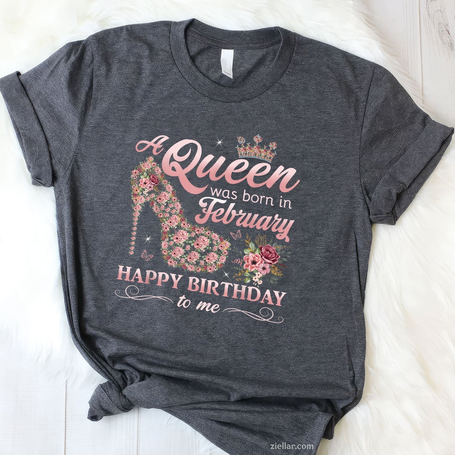 A Queen Was Born in February Tee and T-Shirt, Girls Women Birthday T-Shirt Gift for Adults