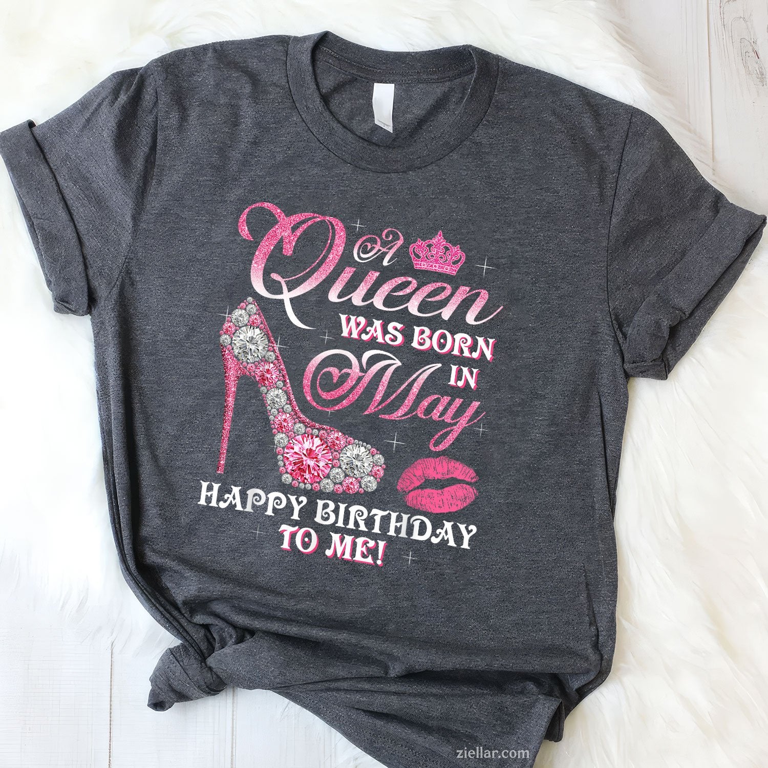 A Queen Was Born in May Tee and T-Shirt, High Heel Happy Birthday T-Shirt Gift for Women Adults
