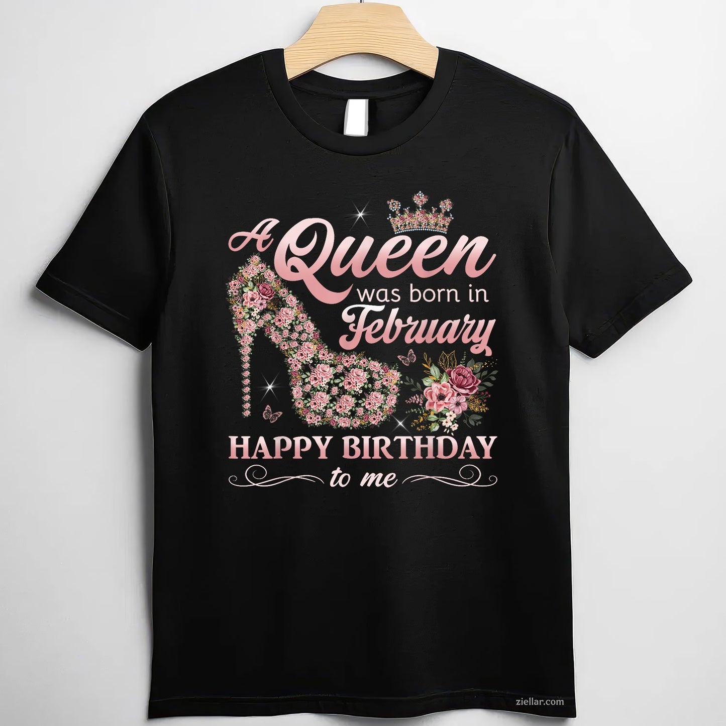 A Queen Was Born in February Tee and T-Shirt, Girls Women Birthday T-Shirt Gift for Adults