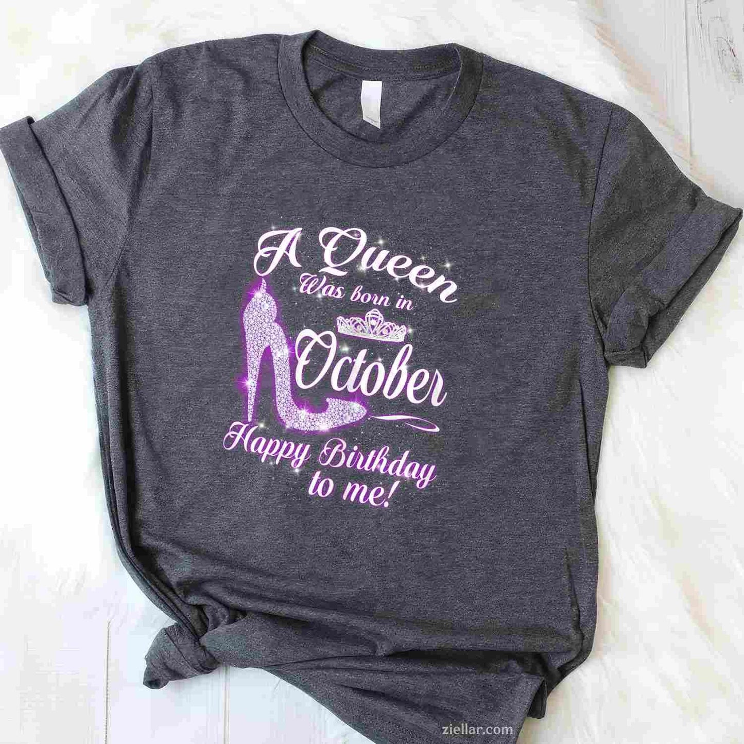 A Queen Was Born In October Happy Birthday To Me Tee, Birthday T-Shirt for Men Women Adults Unisex, Bold Statement Graphic, Party Outfit Favorite