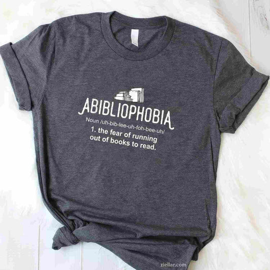 Abibliophobia Definition Librarian T-Shirt, Reading Books Lover Vintage Graphic Tee For Adults Unisex