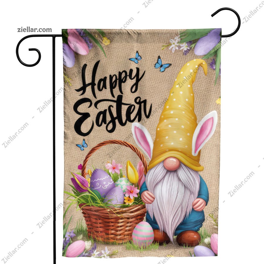 Adorable Easter Gnome with Yellow Hat Spring Home Decor Bunny Eggs Accent