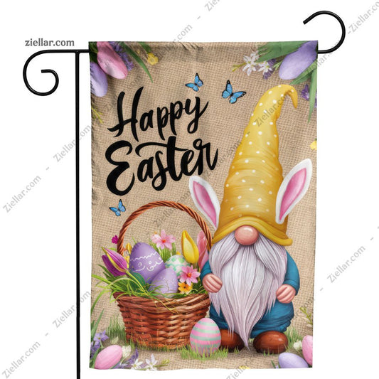 Adorable Easter Gnome with Yellow Hat Spring Home Decor Bunny Eggs Accent