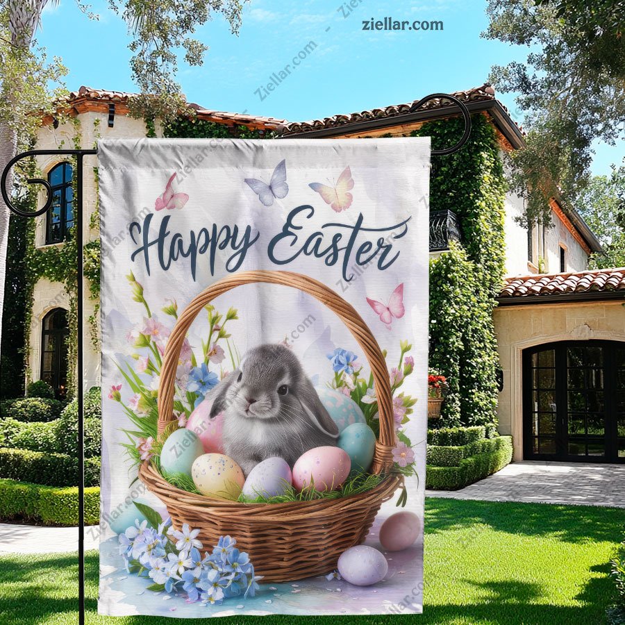Adorable Easter Bunny in Basket Spring Decoration Cute Holiday Home Decor
