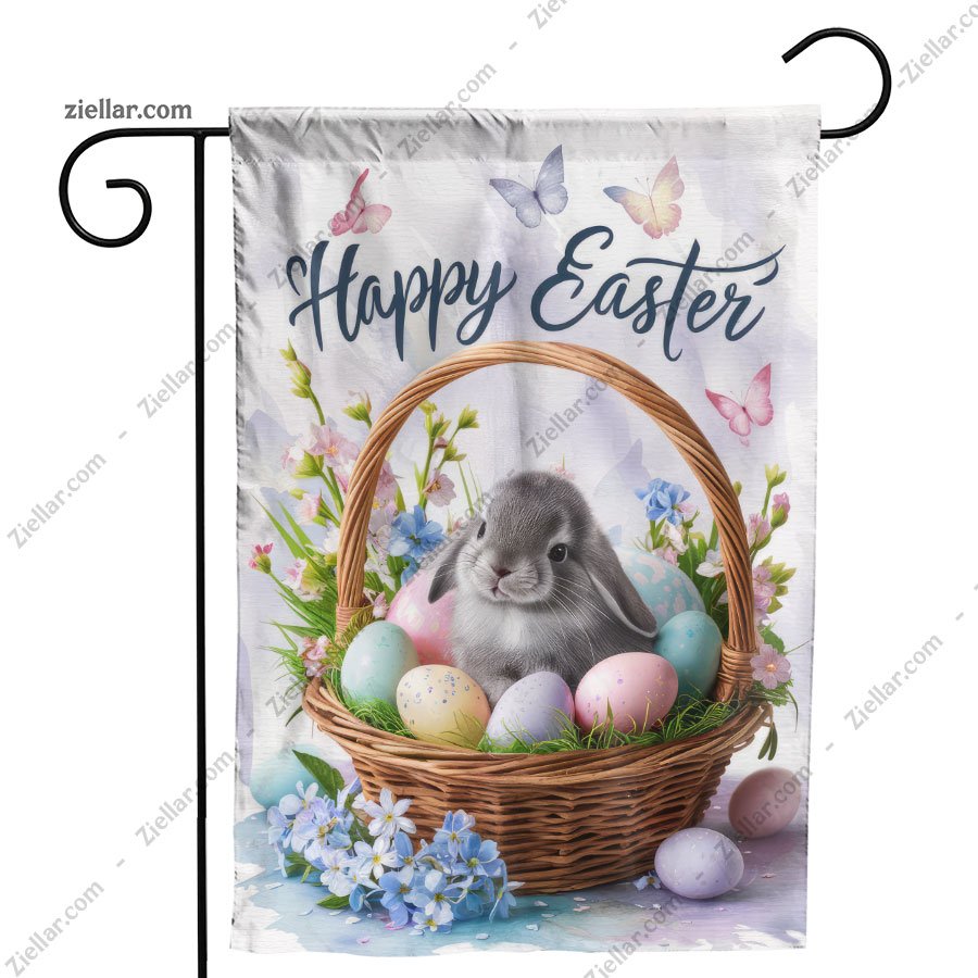 Adorable Easter Bunny in Basket Spring Decoration Cute Holiday Home Decor