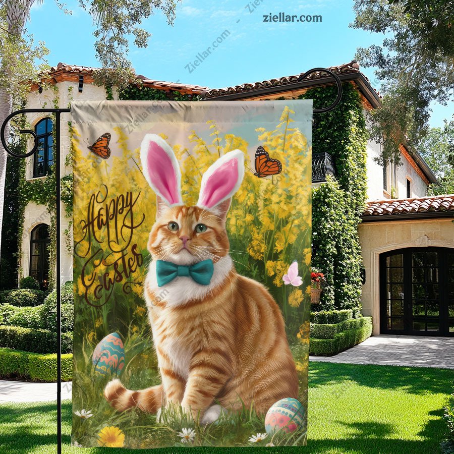 Adorable Easter Cat Wearing Bunny Ears Fun Spring Decor for Home and Office