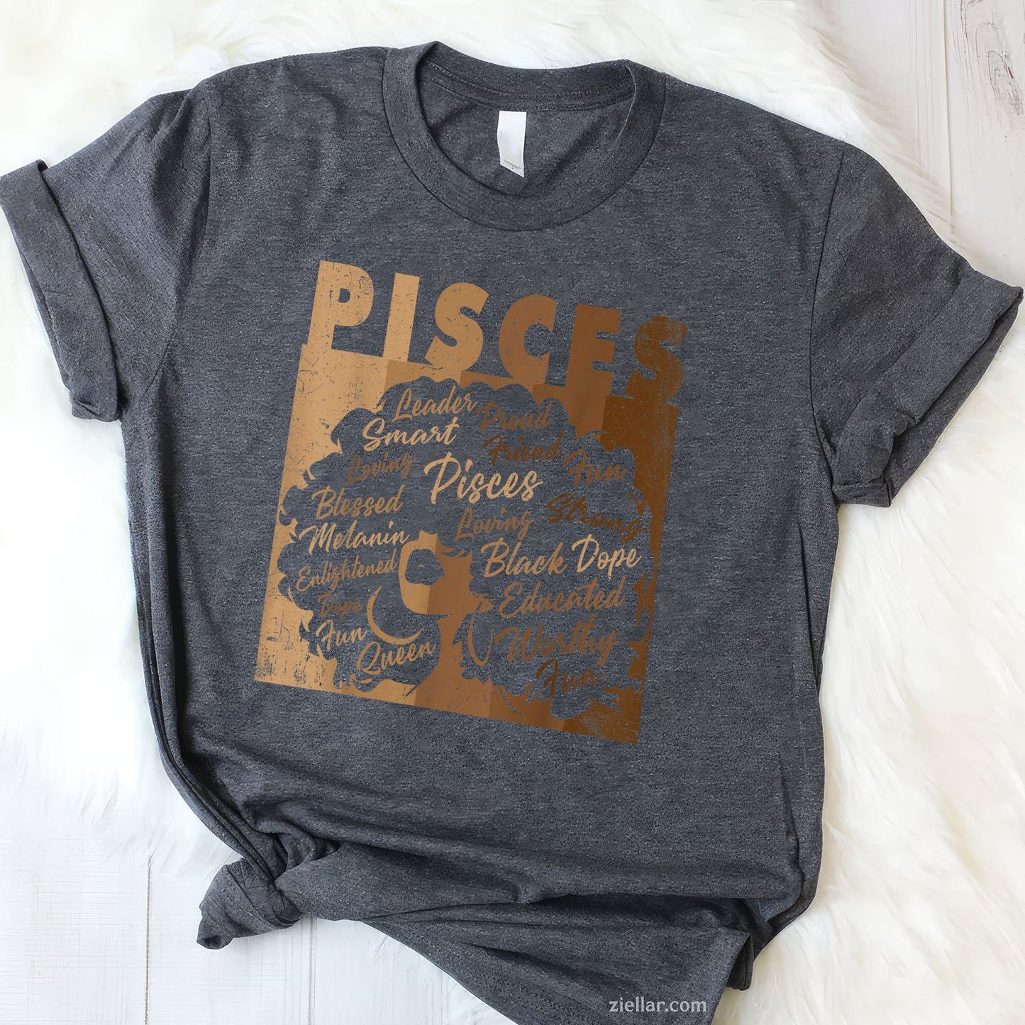 African American Pisces Girl Tee and T-Shirt, Melanin Birthday T-Shirt Gift for Women Adults