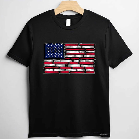 America Us Flag Books Library T-Shirt, Reading For Book Lover, Reader Graphic Tee For Usa Adults