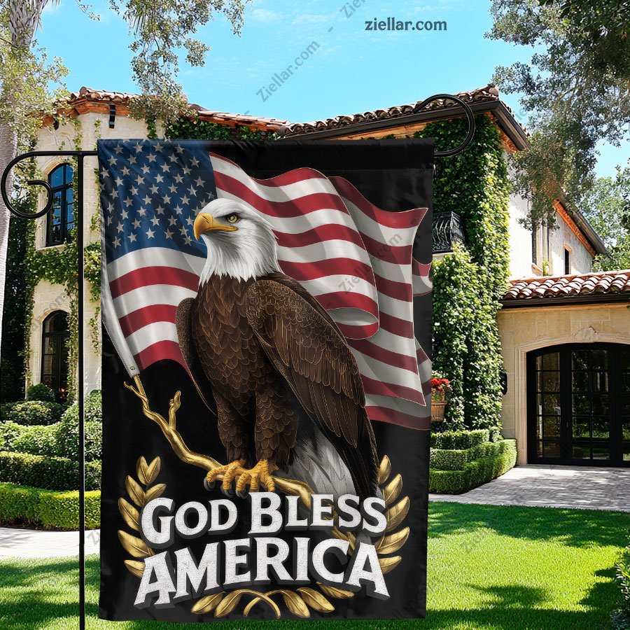 American Eagle Flag Garden Decor God Bless America Yard Patriotic Banner