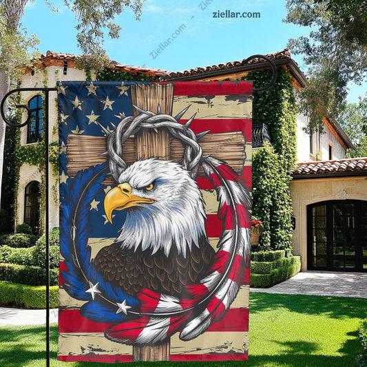 American Eagle Patriotic Garden Flag 12x18 Inch, Double Sided July 4th Decor